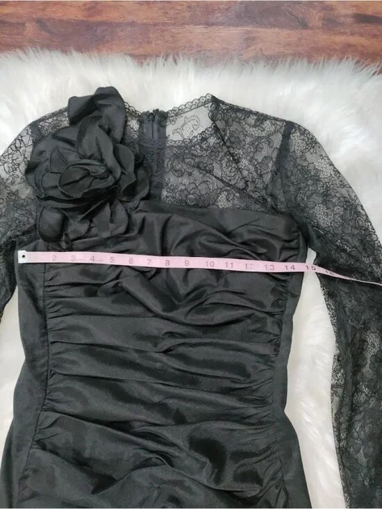 Vintage Jessica McClintock Lace Taffeta Ruched Mini Prom Dress 10 - Picture 11 of 15